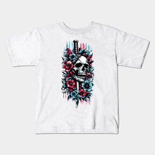 Sworded Blossom Skull Kids T-Shirt